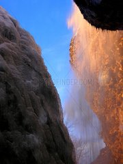 DÃ©roc -Wasserfall im Winter Aubrac Frankreich