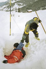 Rescue people buried under avalanche Alps