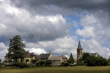 Lapleau village in Correze under a stormy sky France