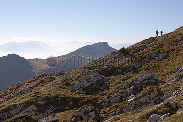 Wanderer im großen sicheren Chartreuse -Alpen Frankreich