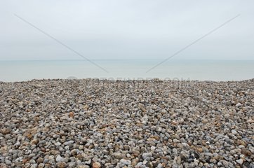 Dike made with pebbles Cayeux France