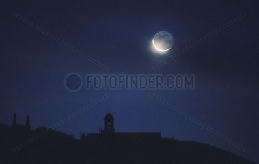 Moon raise on the village of Gourdon Provence France