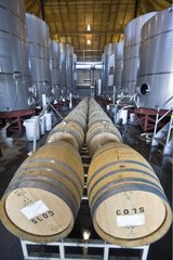 Fermentation tanks and barrels Napa Valley California USA