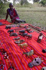 Masai selling items to tourists Masai Mara Kenya