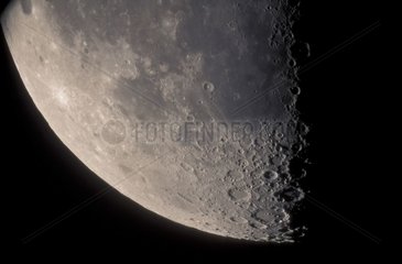 Last quarter of moon seen with a the telescope in France