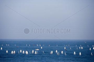 Regatta of small sailing ships on Méditerrannée France