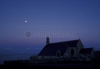 Full moon on the Saint They Chapel at the Pointe du Van