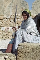 Nomadic Qashqai woman and her gun Iran
