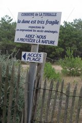 Information panel on the protection of dunes France