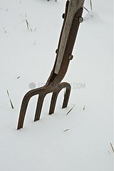 Fork planted in the snow in Provence