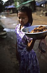 Young donuts saleswoman Myanmar