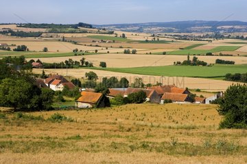 Agricultural Landscape of Limousin hamlet and fields with France