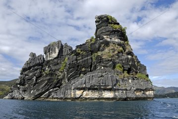 Rock called Brood hen in the bay of Hienghene New Caledonia