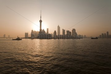 Sunrise on the Pudong district in Shanghai China