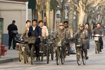 Cyclists in the old Shanghai China