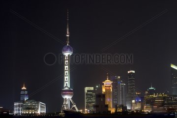 Night on Pundang district in Shanghai China