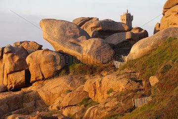 Ploumanach lighthouse on the Pink Granit Coast Brittany