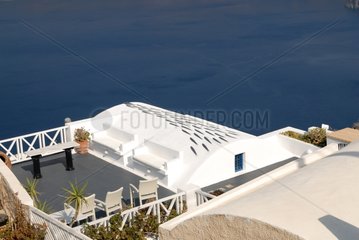 View on the roof of a hotel on the island of santorin