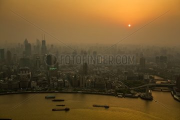 Sunset over the Huangpu River in Shanghai China