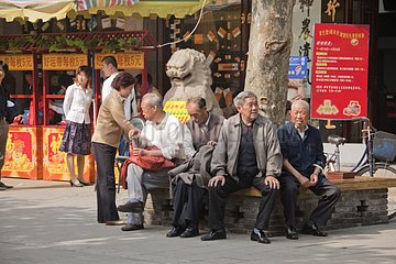 Elderly in an old neighborhood of Shanghai China