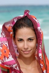 Young woman enjoying the beach Formentera Balearic