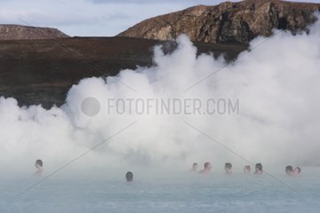 People in Spa in geothermal Blue Lagoon Iceland
