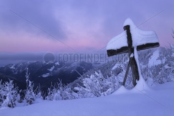 Twilight on the cross looked Alps France