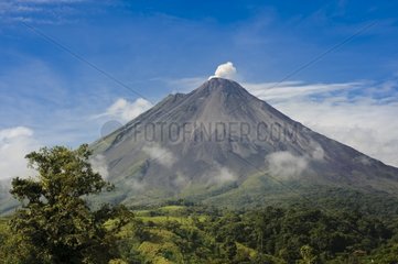 Small gaseous eruption Arenal Volcano Costa Rica