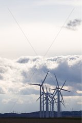 Wind mills and clouds Belchite Zaragoza Aragon Spain