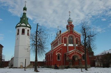 XIX century old monastery with the red walls Russia