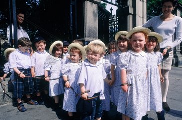 Young schoolgirls in school uniform Montesori Dublin