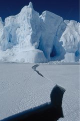 Split ice-barrier and iceberg Astrolabe ship Antarctic