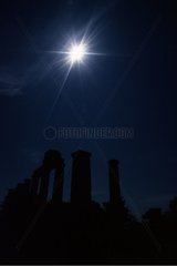Diamond ring right before total eclipse ancient city Turkey