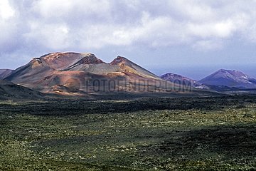 Volcanic landscape in Timanfaya NP Canary Islands Spain