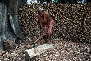 Femme coupant du bois de chauffe Ruiri Kenya