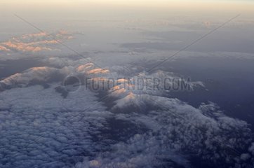 Alps seen by plane in winter Piedmont Italy