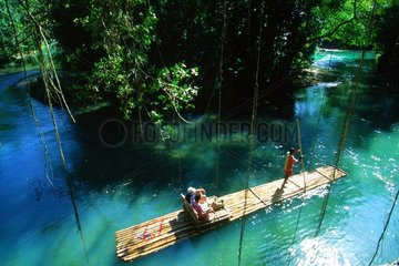 Going down the Martha Brae bamboo raft Jamaica
