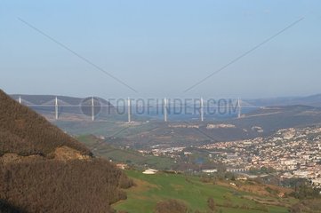 Viaduct of Millau and the Tarn valley in spring France