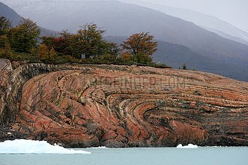Geological fold Peninsula Magallanes Patagonia Argentina