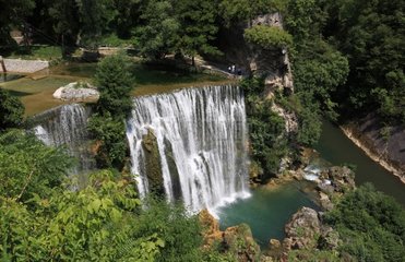 Waterfall of Jajce in Federation of Bosnia and Herzegovina