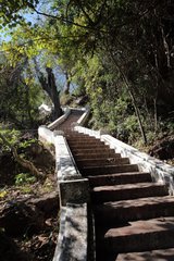 Stairs to the top of Mount Phou Si in Laos