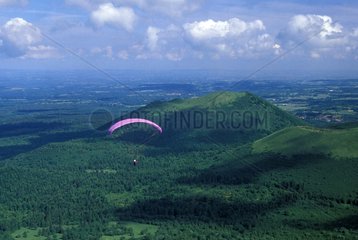 Hang-gliding in the Puys mountain range France