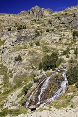 Juclar waterfall in Incles valley Pyrenees Andorra