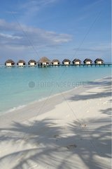 Hotel Villas built over the lagoon in Maldives