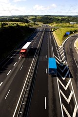 Trucks driven on a motorway in central France