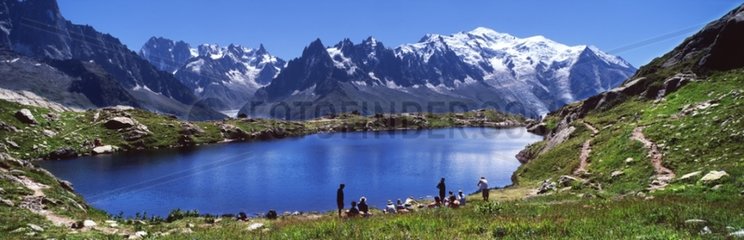 Lake Chéserys facing the Mont Blanc Alps France