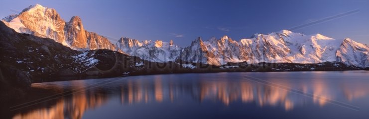 Aiguille Verte and Mont Blanc from Lake Chéserys Alps France