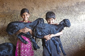 Children of the tribe of Maldhari in Gir NP in India