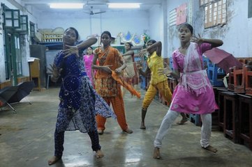 Young women in a dance class in Calcutta India