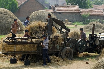 Pressing of the straw and loading of the tractor China